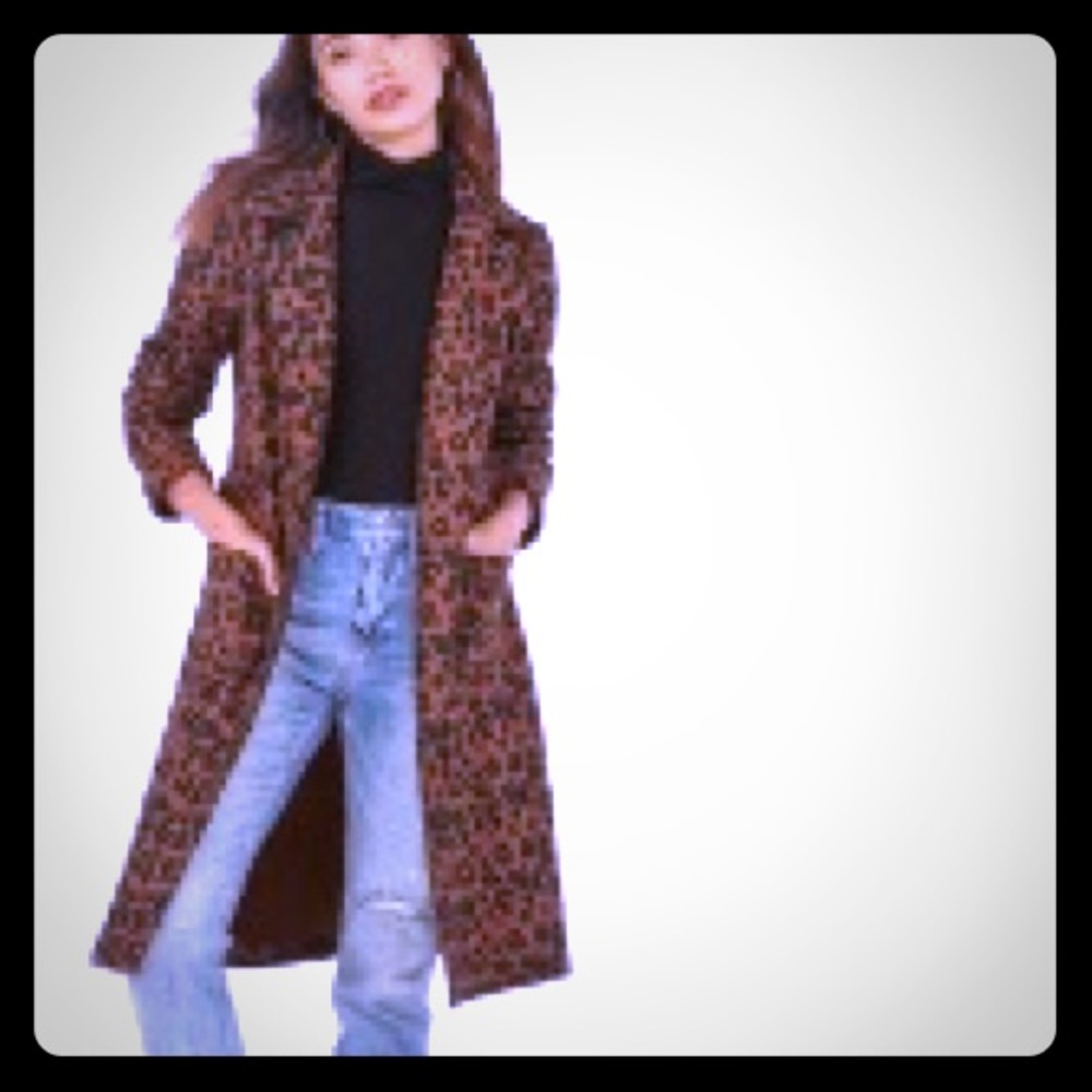 Leopard print winter trench jacket